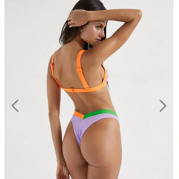 NWT OneOne Swimwear Bikini SET Wellfleet Purple Green Orange Lilac Kameron Jesse - Picture 3 of 13